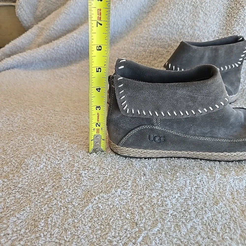 UGG‎ Varney Women's Flat Ankle Boots Rear Zip Booties Slate Gray Suede Sz 8.5